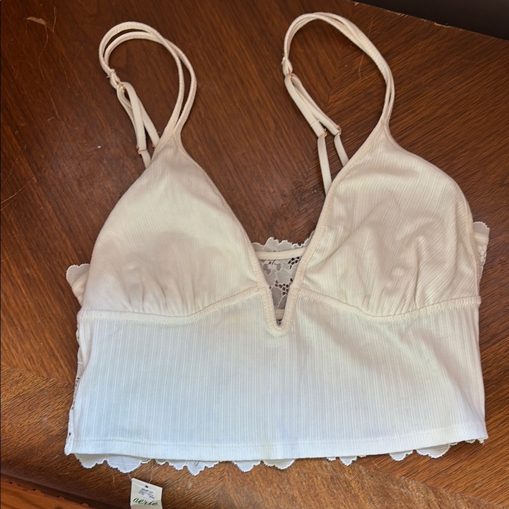 Aerie Cream Lace Trim Bralette